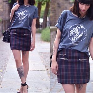 Zara plaid skirt with zippers
